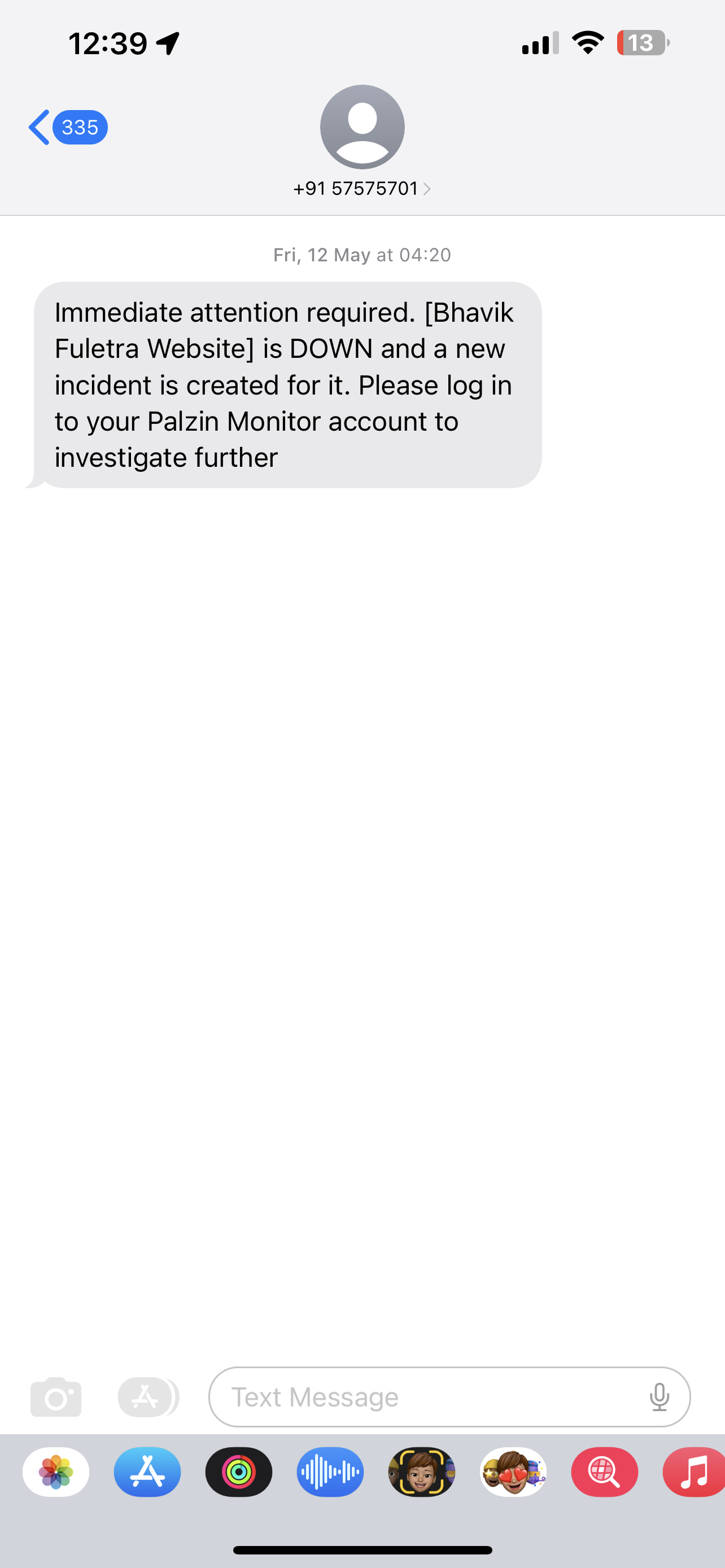 SMS alerts from Palzin Monitor